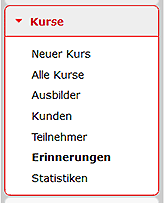 Erinnerungsfunktion im Kurse-Menü