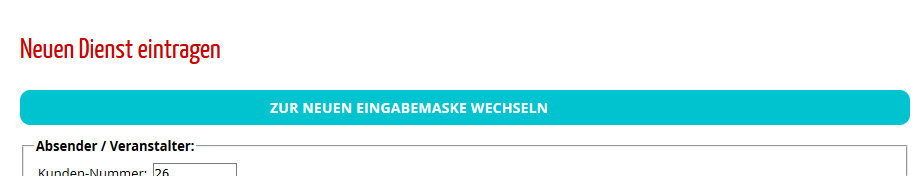 Dienst anlegen - wechsel zur neuen Ansicht