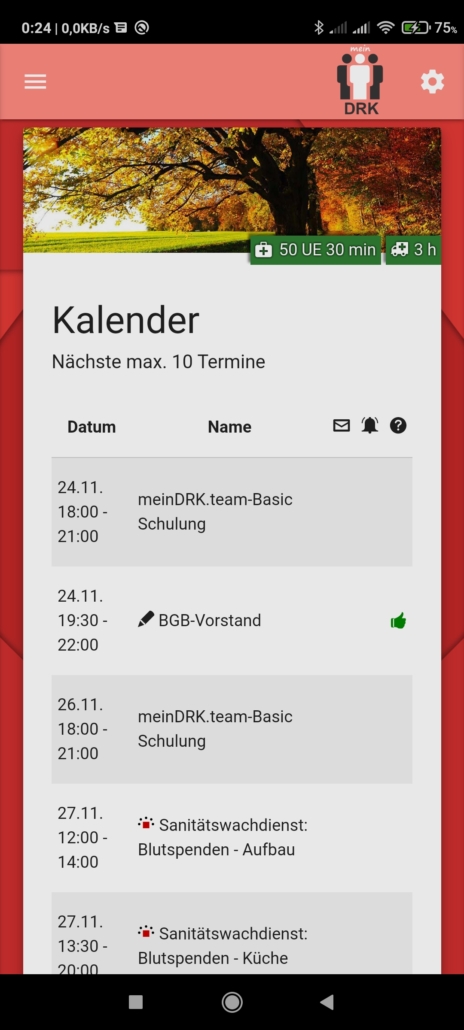 meinDRK.team Screenshot Kalender