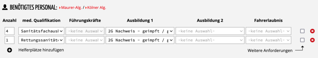 Workaround - Einteilung mit Beachtung von 2G