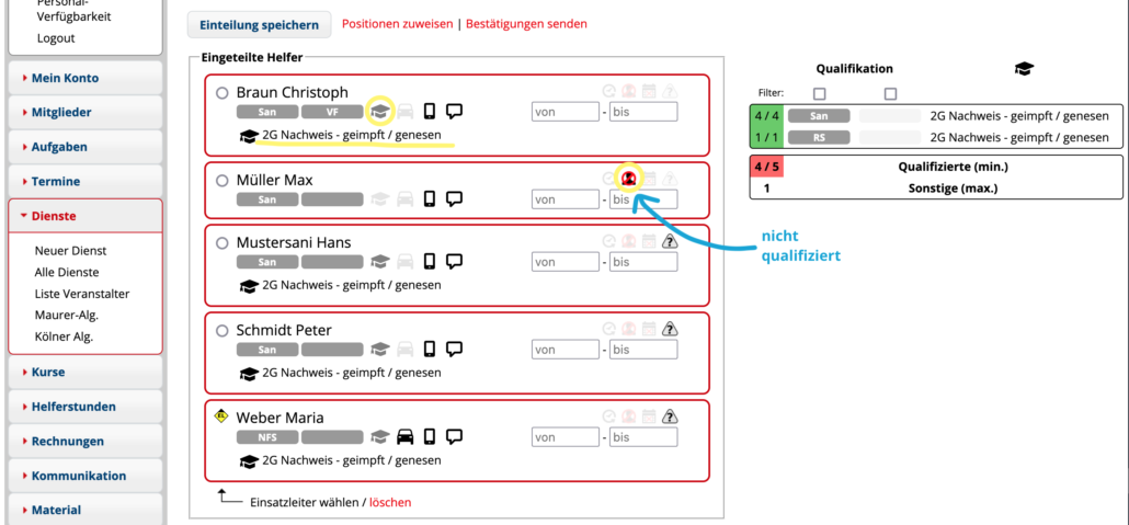 Workaround - Einteilung mit Beachtung von 2G