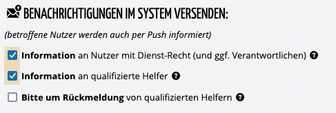 Benachrichtigung zu Veranstaltungen - Dienstdetails