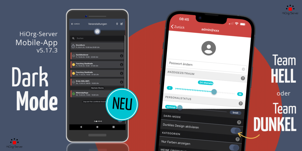 Dark Mode in der HiOrg-Server Mobile-App v5.17.3