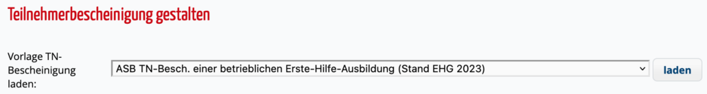 ASB TN-Bescheinigung einer betrieblichen Erste-Hilfe-Ausbildung  (Stand EHG 2023)