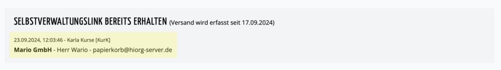 Selbstverwaltungslink versendet
