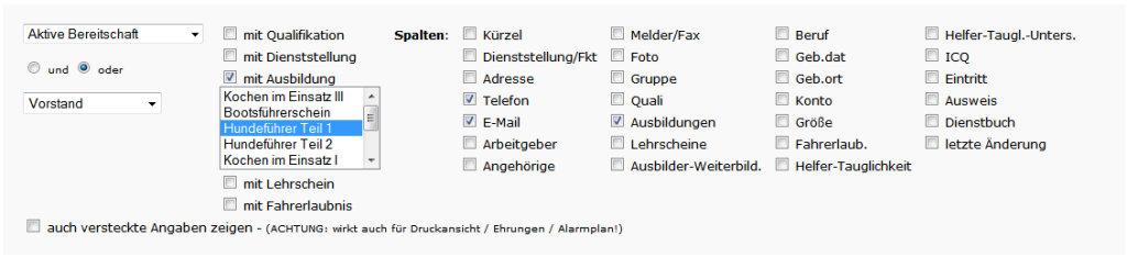 Mitgliederliste - neue Filtermöglichkeiten